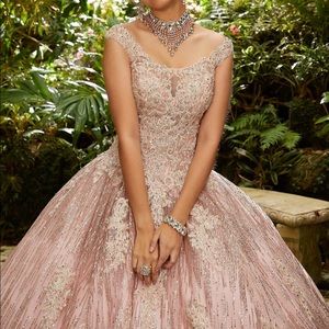 Vizcaya Quinceañera off the shoulder beaded gown dress